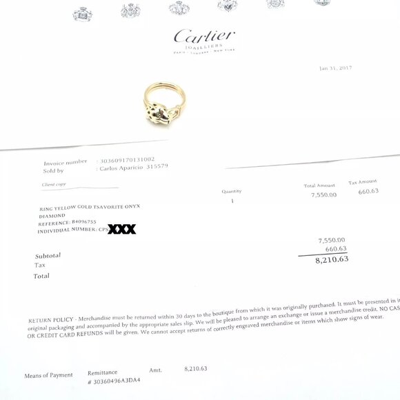 Authentic! Cartier Panther Panthere 18k Gold Diamond Lacquer Tsavorite Ring Cert - Picture 8 of 9